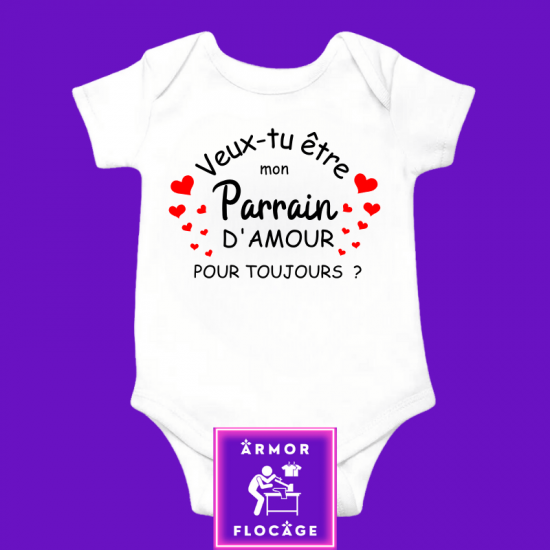 Body bébé flocage annonce grossesse demande parrain baptême cadeau original naissance