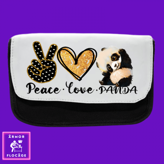 Pochette trousse maquillage peace love panda