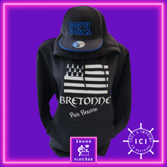 SWEAT Hoodie noir "BRETONNE...