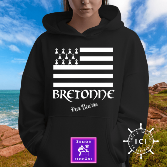 SWEAT Hoodie noir "BRETONNE...